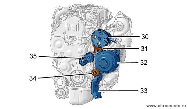 Демонтаж : Двигатель 3.8. Компрессор кондиционера воздуха / Ролик динамического натяжителя (Рулевое управление с гидравлическим усилителем)
