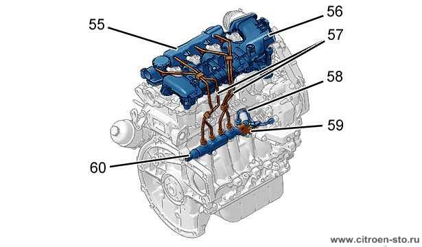 Демонтаж : Двигатель 3.12. Распределитель впускного воздуха / Топливной рампы высокого давления