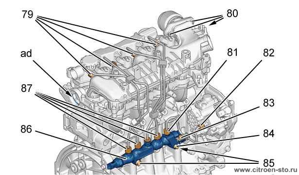 Сборка : Двигатель 4.7. Дизельные топливные форсунки