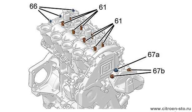 Демонтаж : Двигатель 3.14. Снятие дизельной форсунки (двигатель DV6)